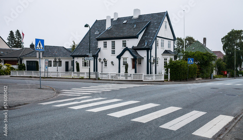 Fototapeta Naklejka Na Ścianę i Meble -  Traditional Norwegian wooden houses in residential district of Stavanger, Norway