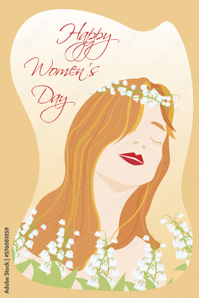 Happy Women's Day, woman with flowers