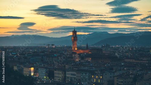 Panoramic view at the Florence, Italy during the sunset