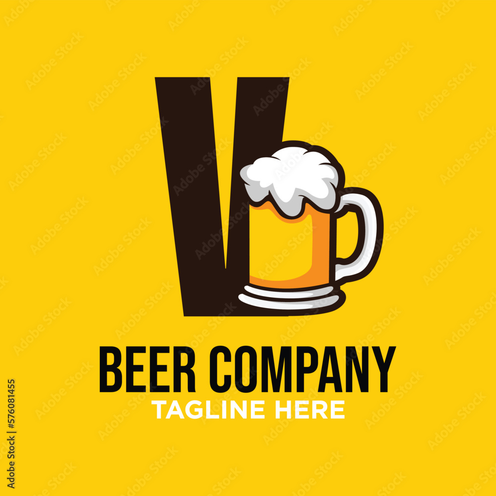 Letter V Beer Logo Design Template Inspiration, Vector Illustration. Letter V Beer Logo Design Template Inspiration, Vector Illustration.