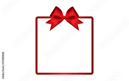 Gift box with bow red frame with gift bow transparent background