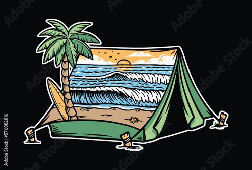 beautiful beach view in the tent