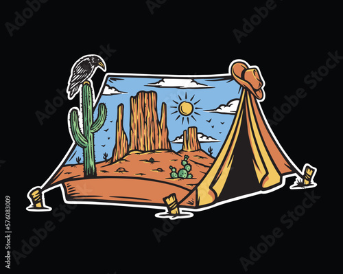 view of the desert in the tent