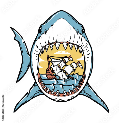 ships sink in the mouth of the shark