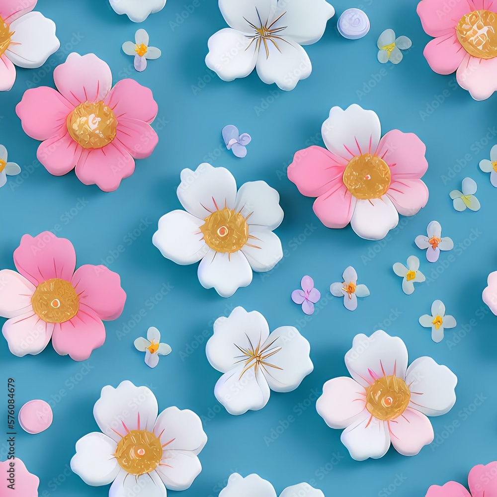 Seamless flower pattern created with generative ai technology Seamless flower pattern created with generative ai technology
