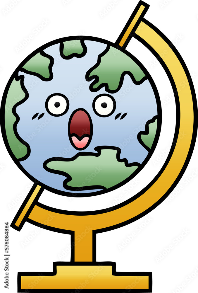 gradient shaded cartoon globe of the world gradient shaded cartoon globe of the world