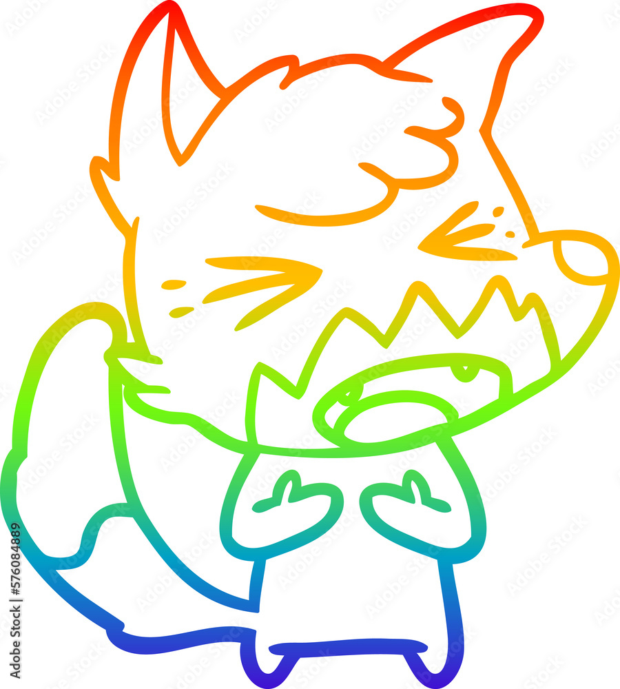 rainbow gradient line drawing angry cartoon fox rainbow gradient line drawing angry cartoon fox