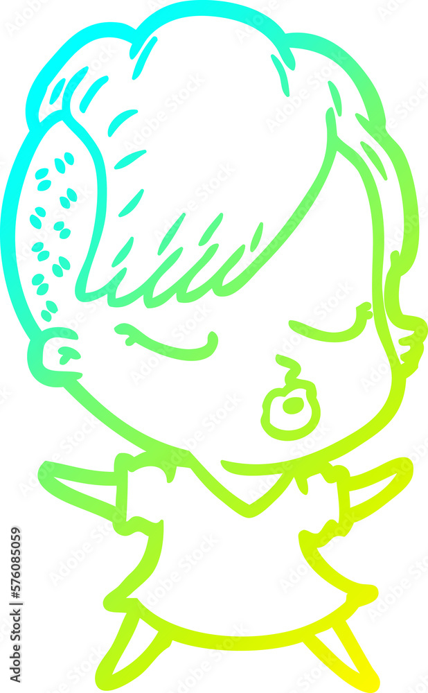 cold gradient line drawing cartoon pretty hipster girl cold gradient line drawing cartoon pretty hipster girl
