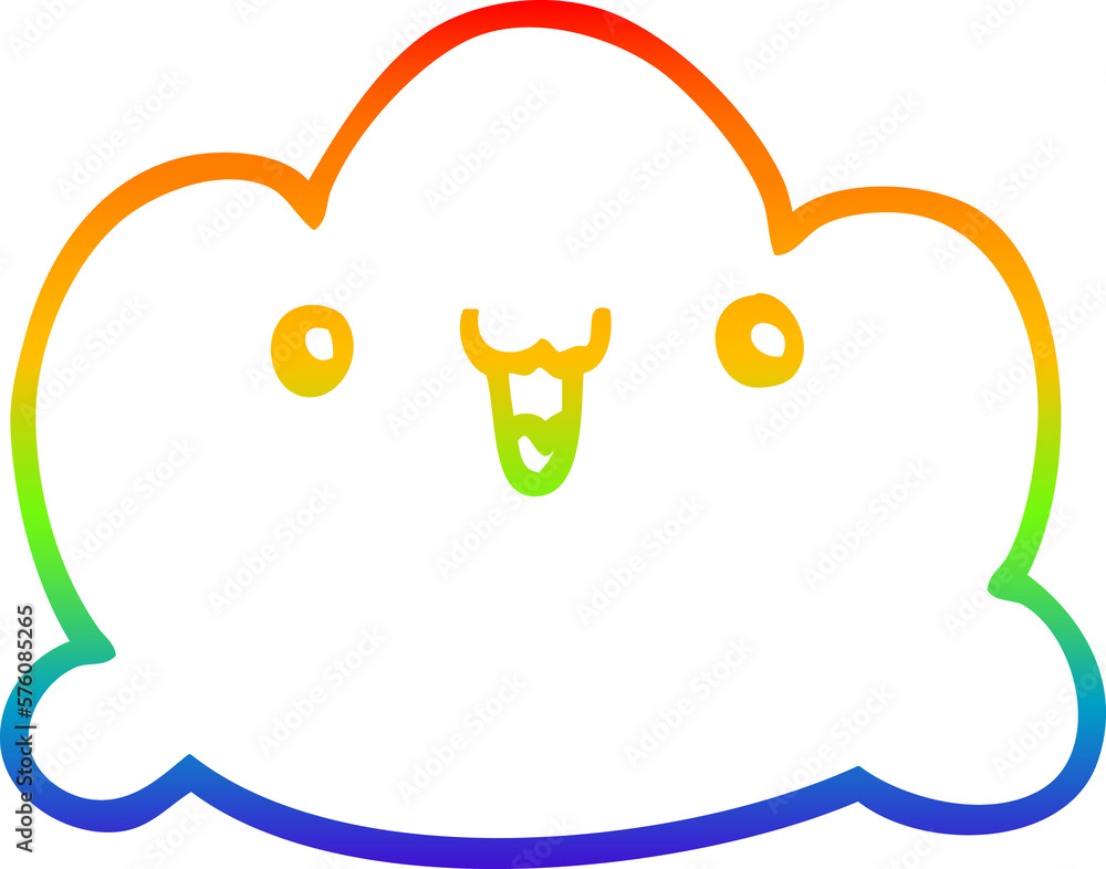 rainbow gradient line drawing cartoon cloud