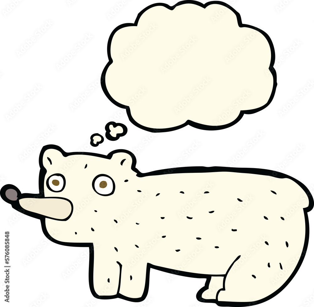 funny cartoon polar bear with thought bubble funny cartoon polar bear with thought bubble