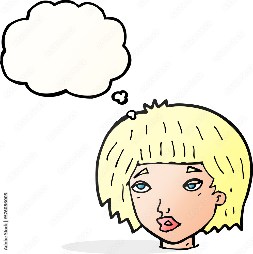 cartoon bored looking woman with thought bubble cartoon bored looking woman with thought bubble