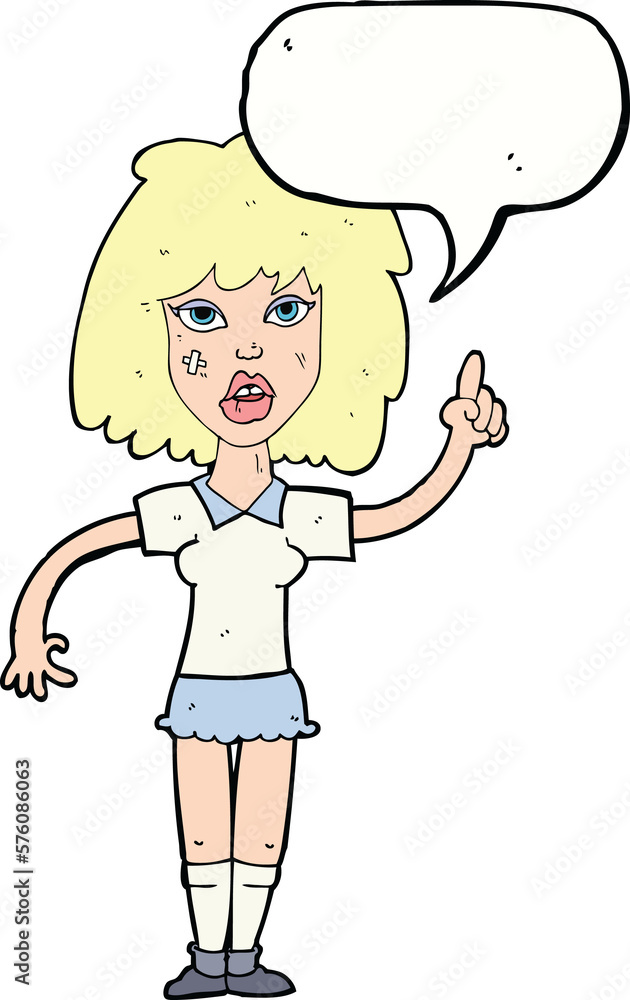cartoon tough woman with idea with speech bubble cartoon tough woman with idea with speech bubble
