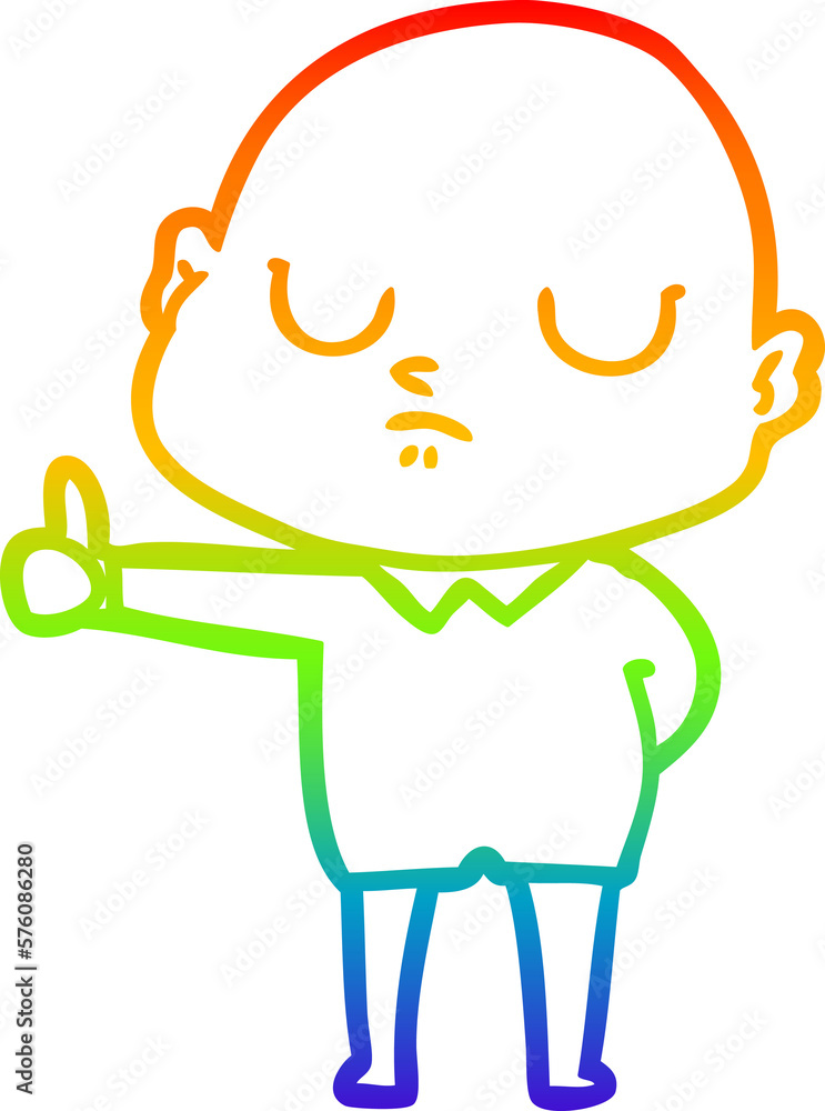 rainbow gradient line drawing cartoon bald man rainbow gradient line drawing cartoon bald man
