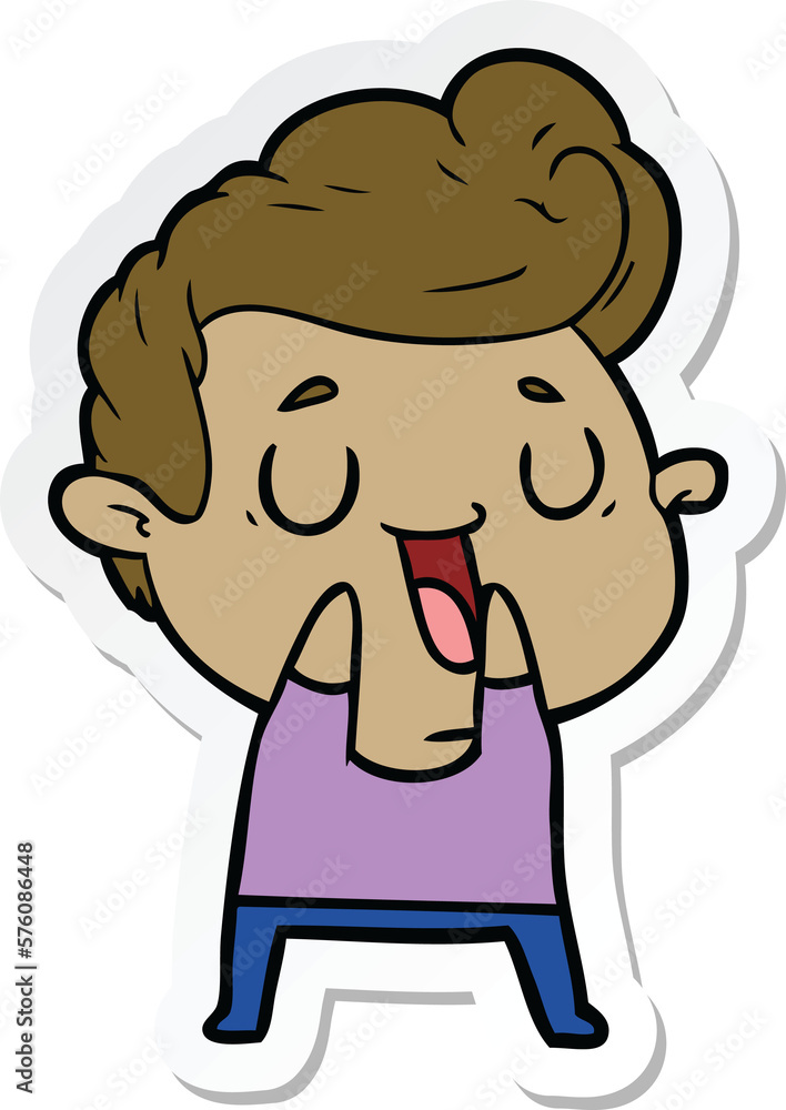 sticker of a happy cartoon man sticker of a happy cartoon man