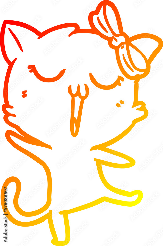 warm gradient line drawing cartoon cat warm gradient line drawing cartoon cat