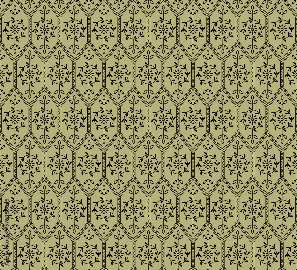 Seamless geometric square flowers pattern. Seamless geometric square flowers pattern.
