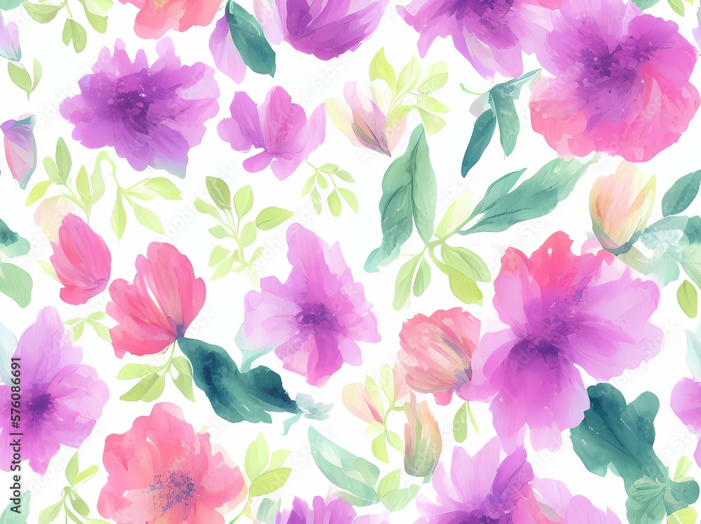 Seamless flower pattern created with generative ai technology Seamless flower pattern created with generative ai technology