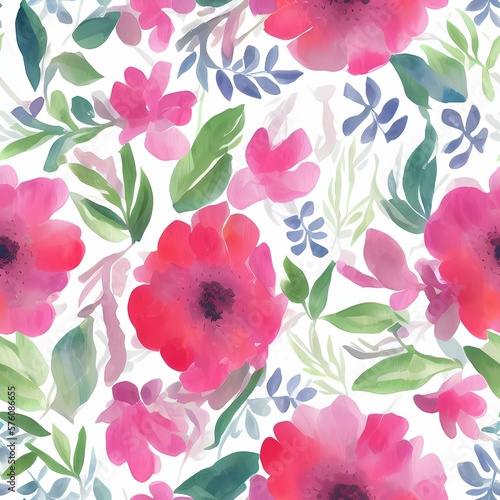 Seamless flower pattern created with generative ai technology