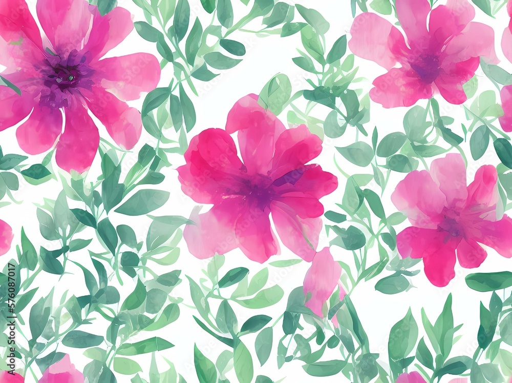 Fototapeta premium Seamless flower pattern created with generative ai technology