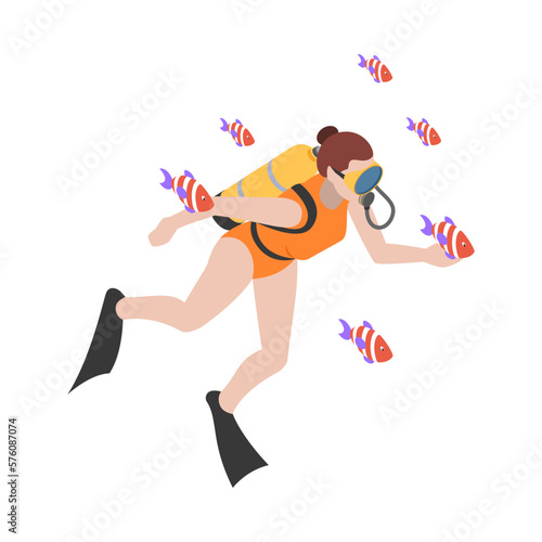 Scuba Diver Underwater Composition
