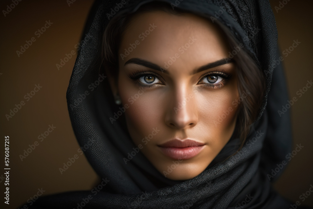 Uncovering the Beauty of Diversity: An Arabic Woman in Her Veil - AI Generative Uncovering the Beauty of Diversity: An Arabic Woman in Her Veil - AI Generative