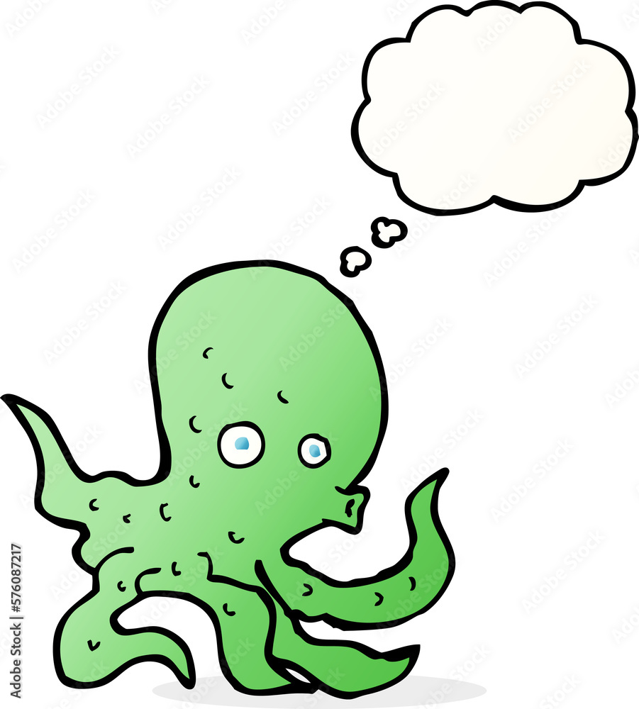 cartoon octopus with thought bubble cartoon octopus with thought bubble