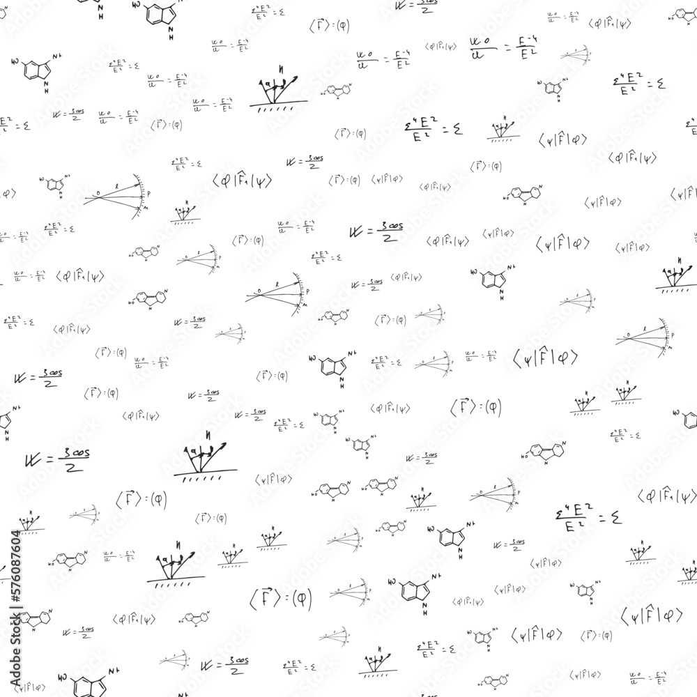 mathematical, physical, chemical formulas and expressions. scientific, educational background. Vector drawn by hand. mathematical, physical, chemical formulas and expressions. scientific, educational background. Vector drawn by hand.