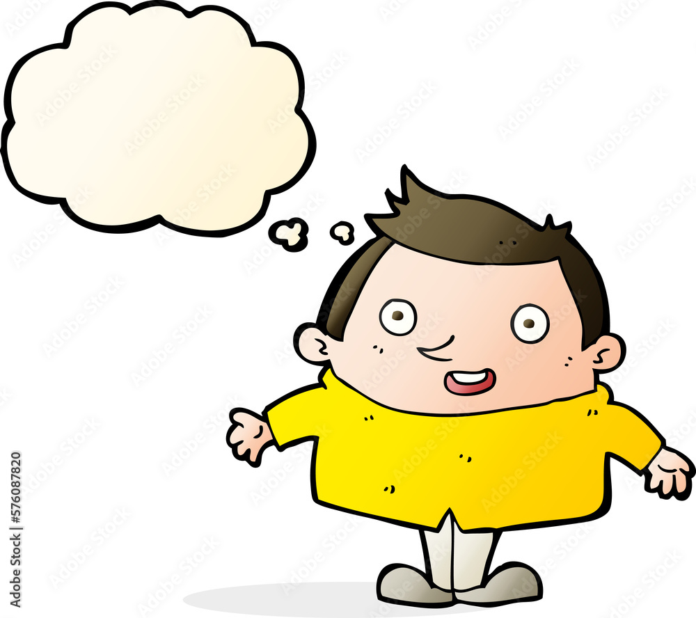 cartoon happy man with thought bubble cartoon happy man with thought bubble