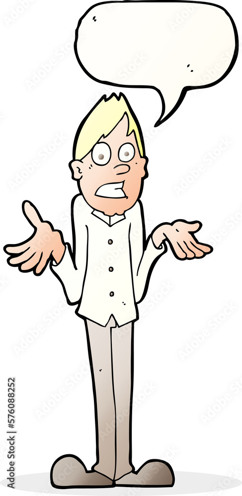 cartoon man shrugging shoulders with speech bubble cartoon man shrugging shoulders with speech bubble