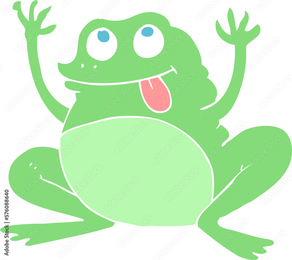funny flat color illustration of a cartoon frog funny flat color illustration of a cartoon frog