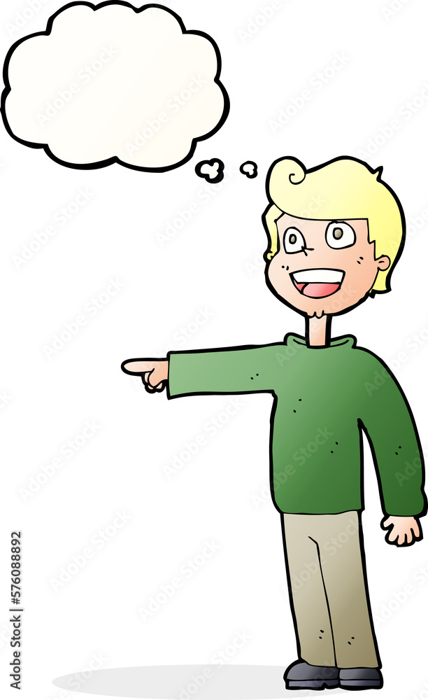cartoon man pointing and laughing with thought bubble cartoon man pointing and laughing with thought bubble