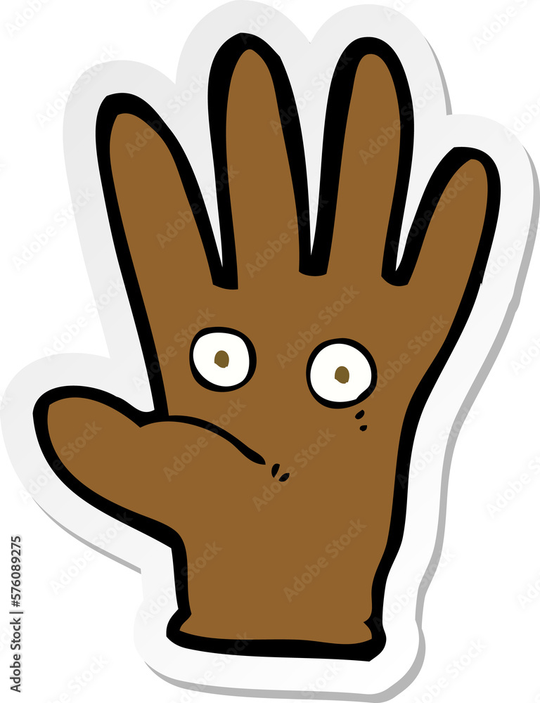 Obraz premium sticker of a cartoon hand with eyes