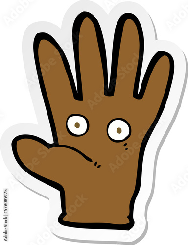 sticker of a cartoon hand with eyes