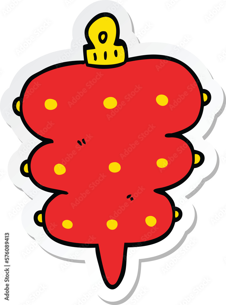 sticker of a cartoon christmas decoration