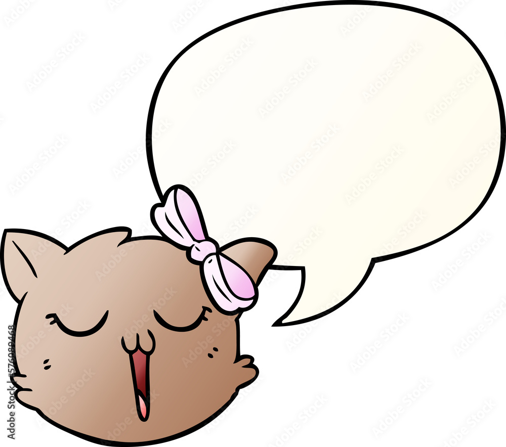 cartoon cat face and speech bubble in smooth gradient style cartoon cat face and speech bubble in smooth gradient style