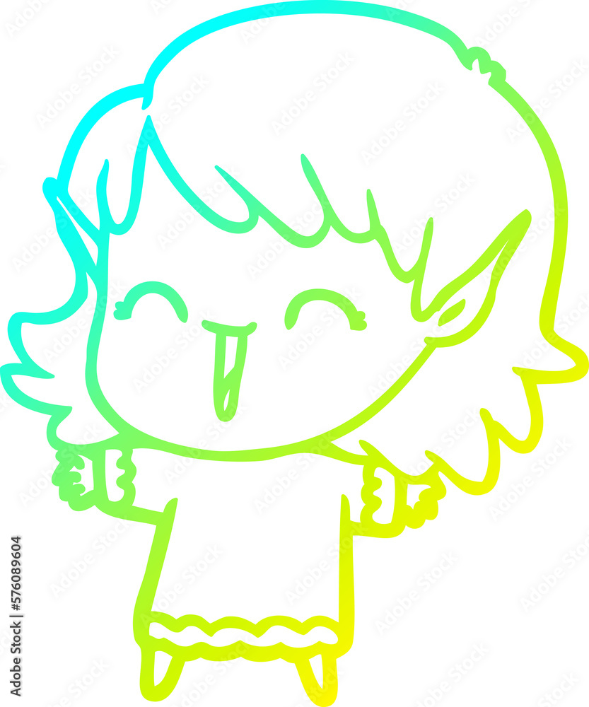 cold gradient line drawing cartoon elf girl cold gradient line drawing cartoon elf girl