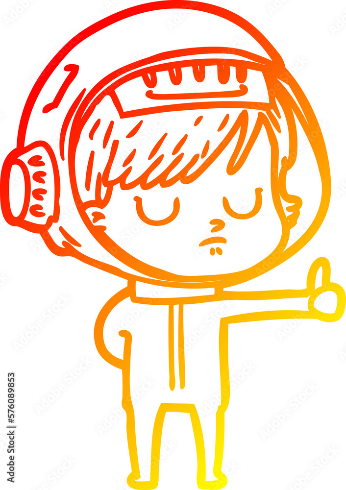 warm gradient line drawing cartoon astronaut woman warm gradient line drawing cartoon astronaut woman