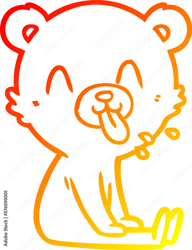 warm gradient line drawing rude cartoon bear warm gradient line drawing rude cartoon bear