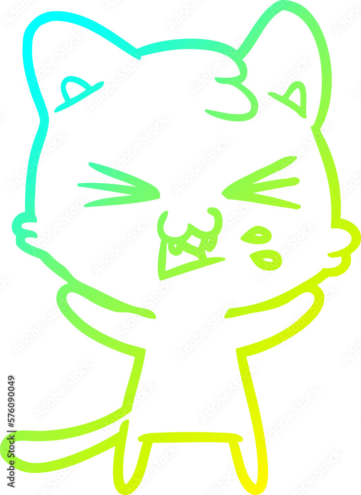 cold gradient line drawing cartoon cat hissing cold gradient line drawing cartoon cat hissing