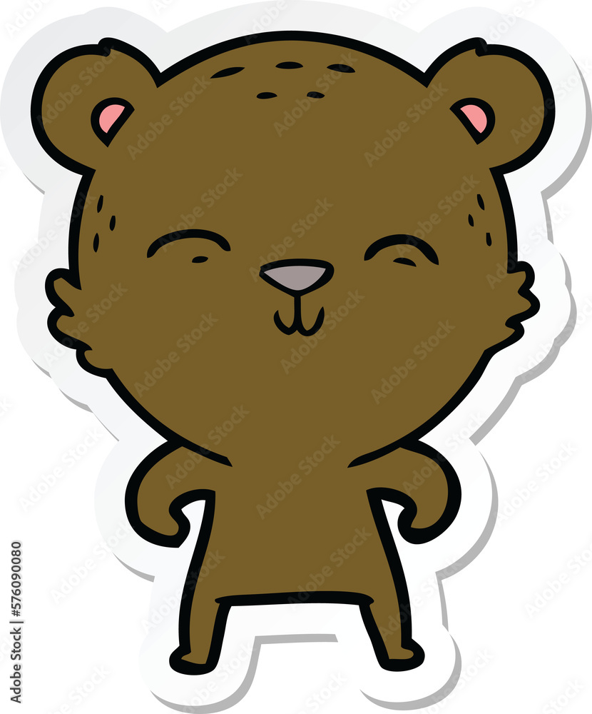 sticker of a happy cartoon bear sticker of a happy cartoon bear