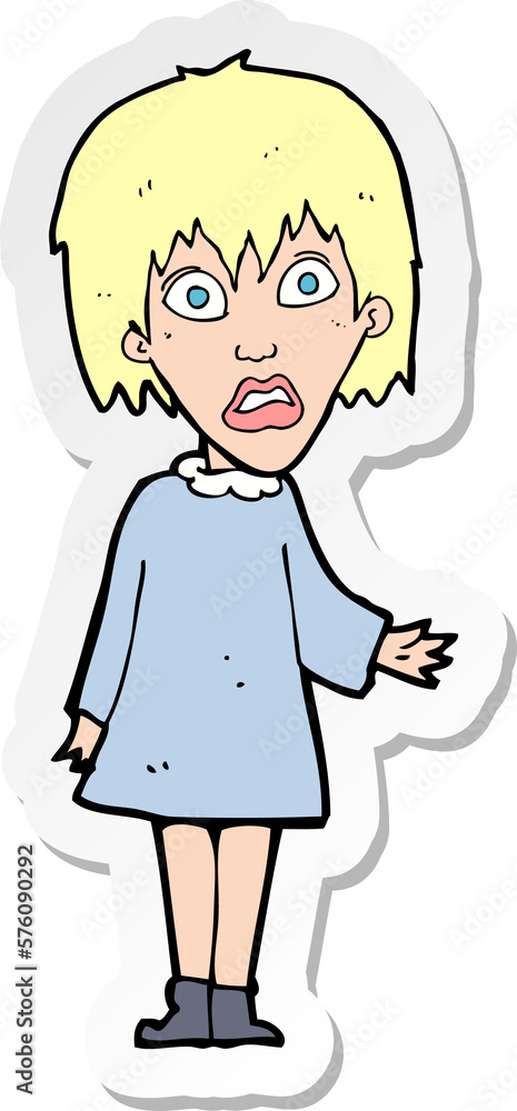 sticker of a cartoon shocked woman sticker of a cartoon shocked woman