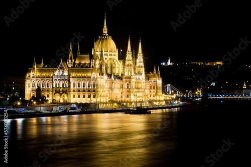 Parlament and the Danube bank at night, Budapest, Hungary
