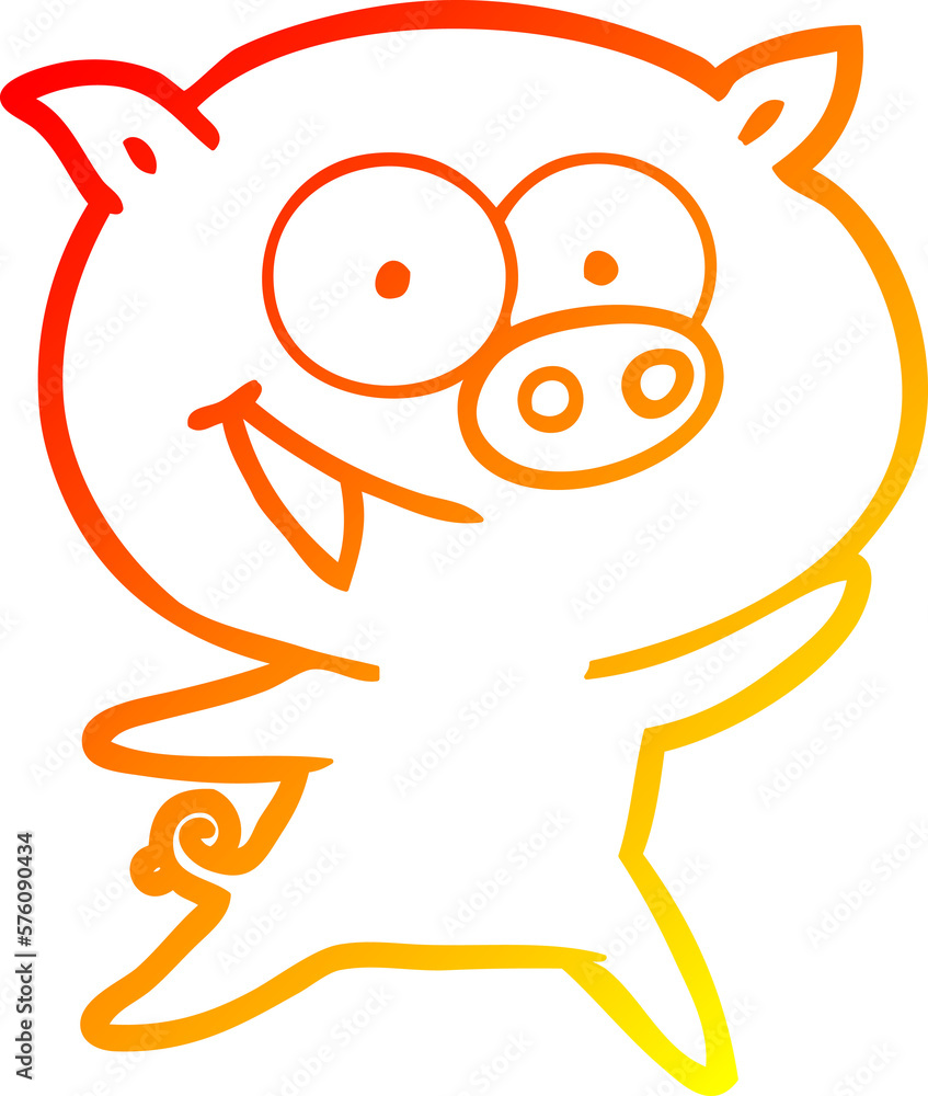 warm gradient line drawing cheerful pig cartoon warm gradient line drawing cheerful pig cartoon