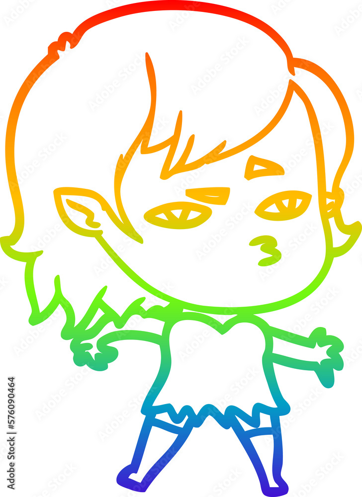 rainbow gradient line drawing cartoon vampire girl rainbow gradient line drawing cartoon vampire girl