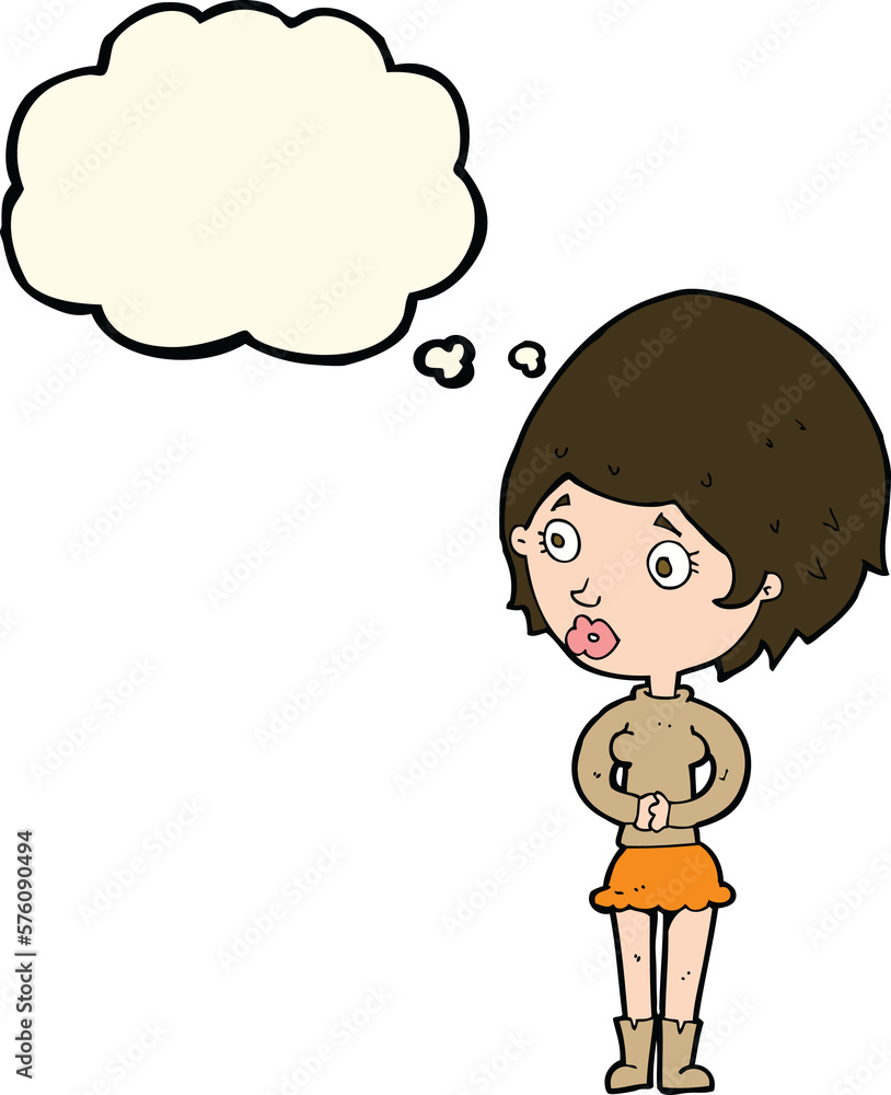 cartoon concerned woman with thought bubble cartoon concerned woman with thought bubble