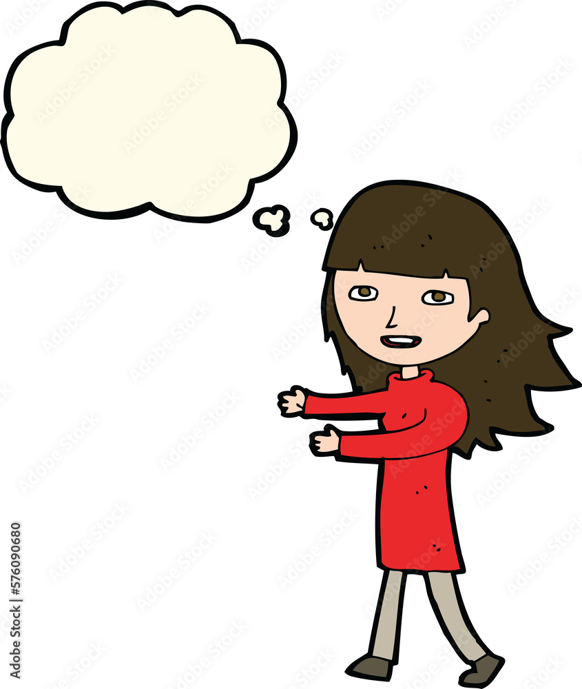 cartoon happy girl with thought bubble cartoon happy girl with thought bubble