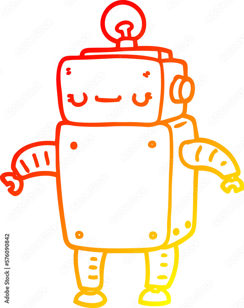 warm gradient line drawing cartoon robot warm gradient line drawing cartoon robot