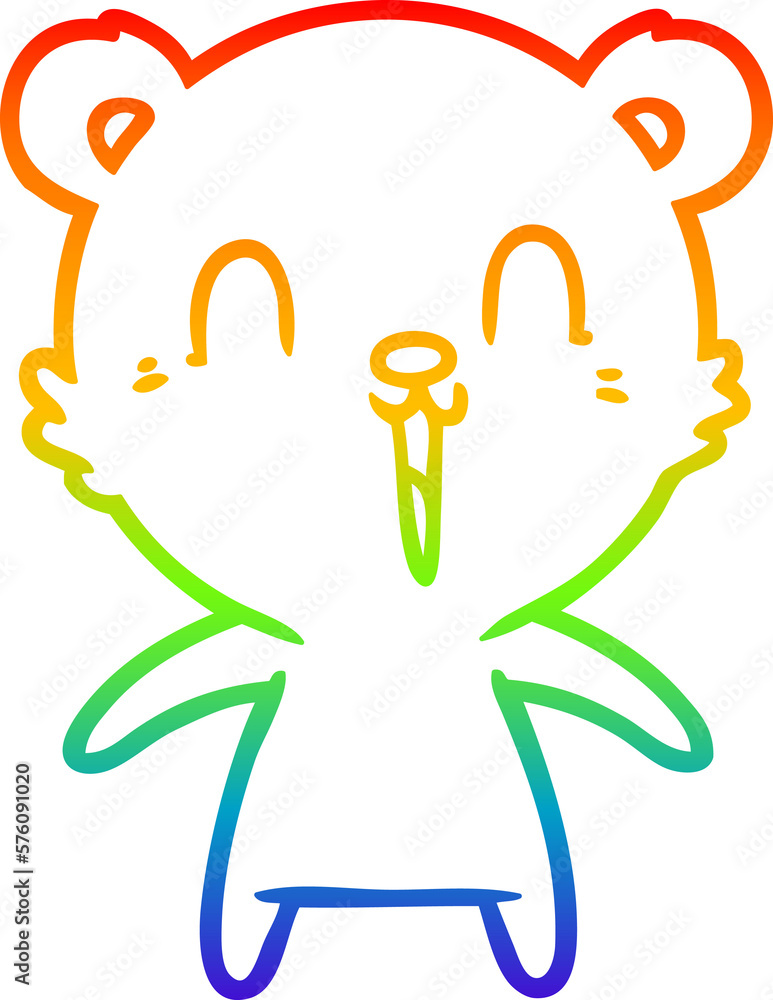 rainbow gradient line drawing happy laughing cartoon bear rainbow gradient line drawing happy laughing cartoon bear