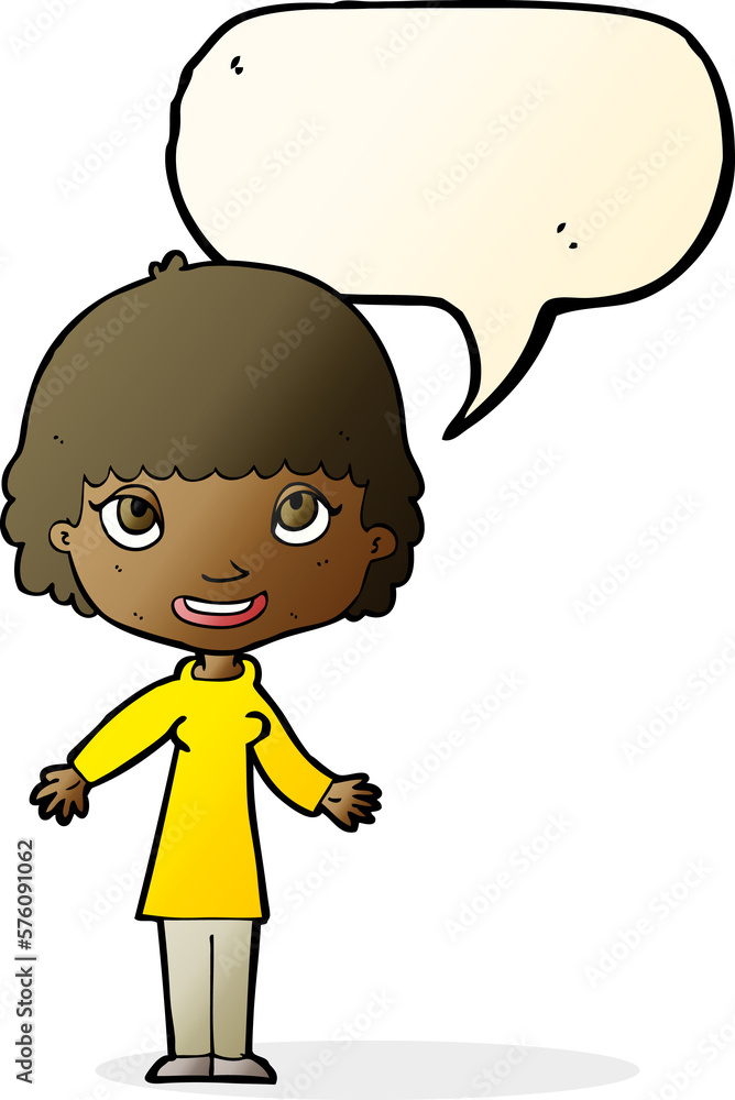 cartoon happy woman with speech bubble cartoon happy woman with speech bubble