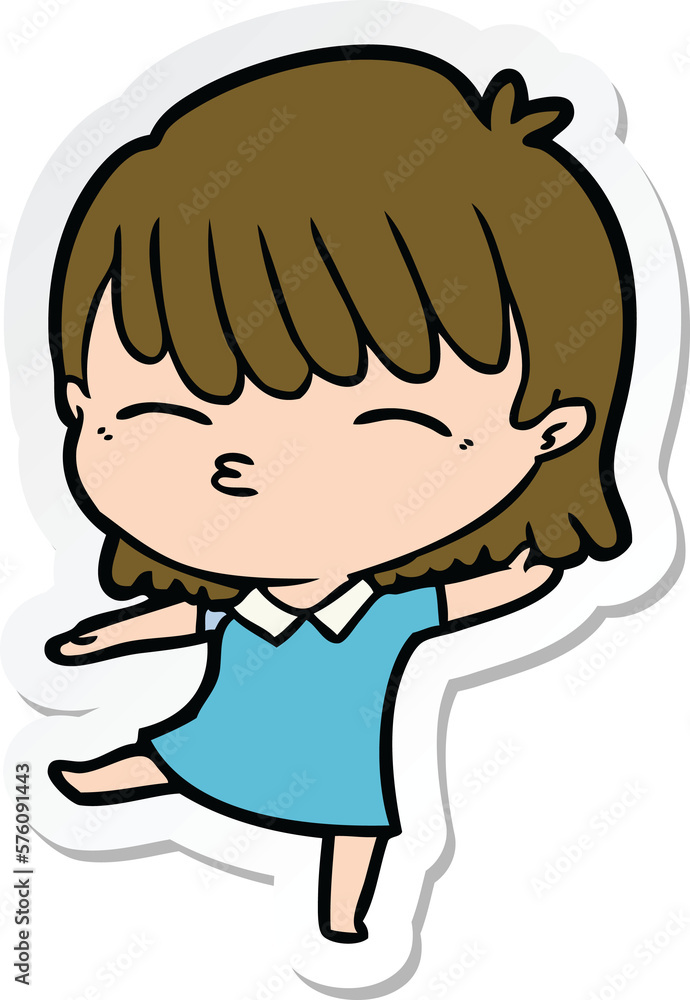 sticker of a cartoon woman